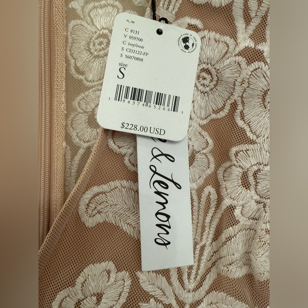 NWT For Love & Lemons Free People Temecula Mini Dress Ivory Tan Small - Picture 10 of 11